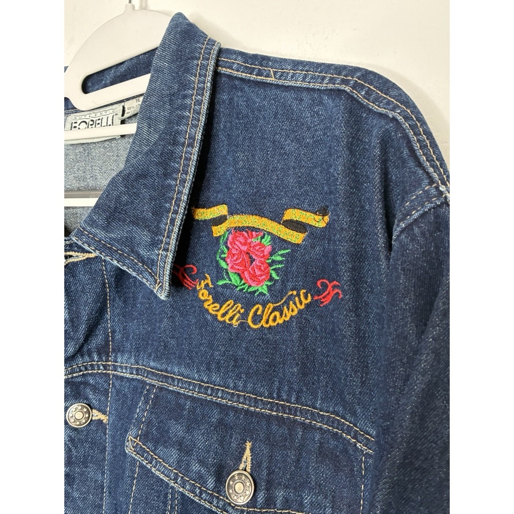 Vintage 90s Y2K Forelli Classic Denim Trucker Jacket Women's Size 16